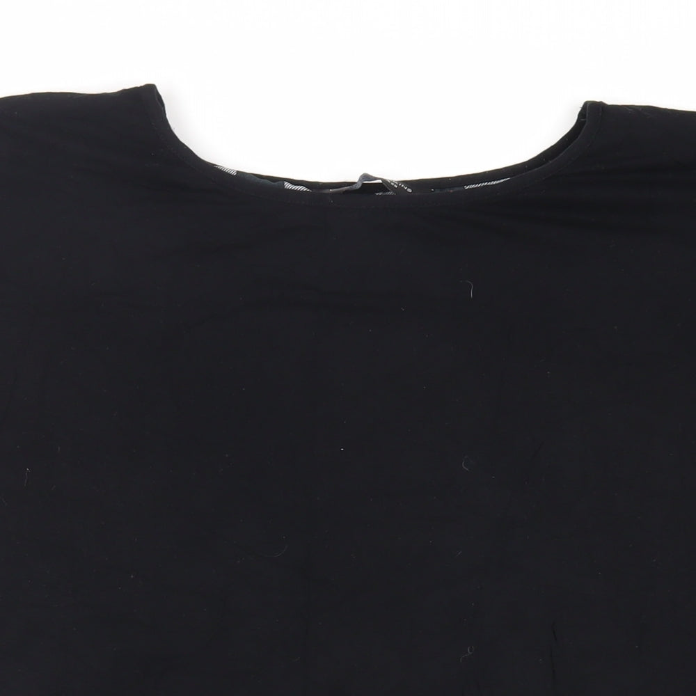 Dorothy Perkins Womens Black Plaid Viscose Basic T-Shirt Size 20 Round Neck