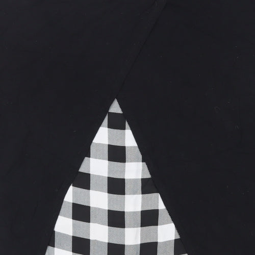 Dorothy Perkins Womens Black Plaid Viscose Basic T-Shirt Size 20 Round Neck