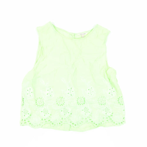 River Island Womens Green Viscose Basic Tank Size 10 Round Neck - Embroidered