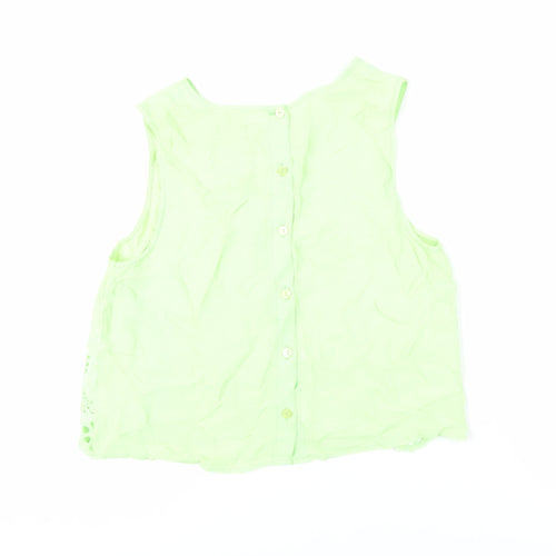 River Island Womens Green Viscose Basic Tank Size 10 Round Neck - Embroidered