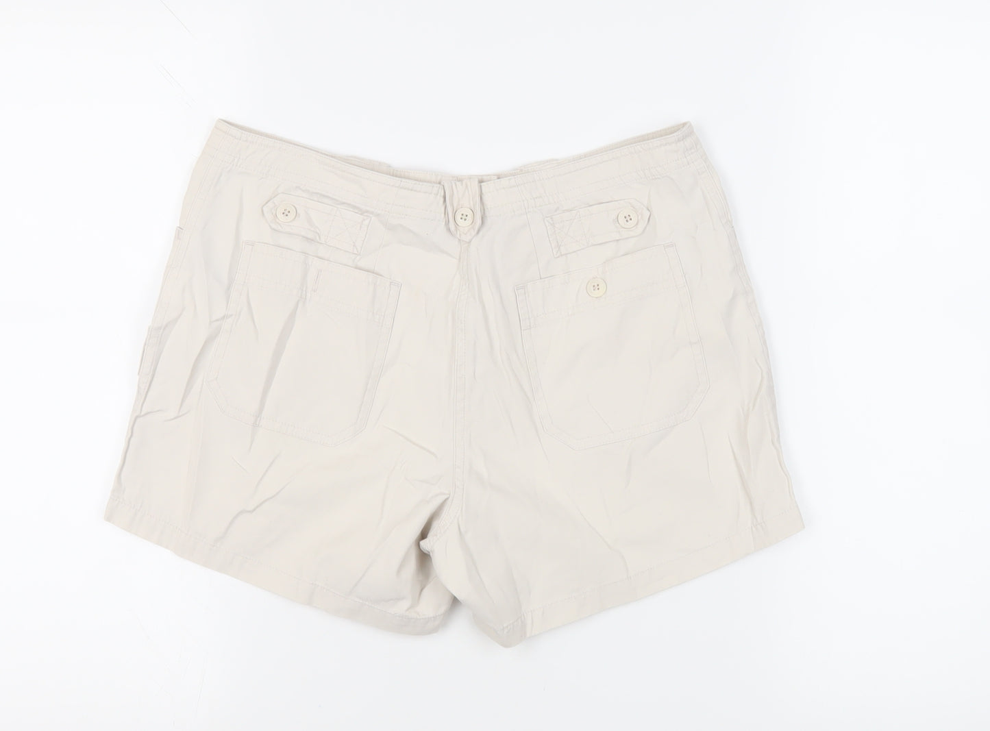 Dorothy Perkins Womens Beige Cotton Cargo Shorts Size 12 L4 in Regular Zip