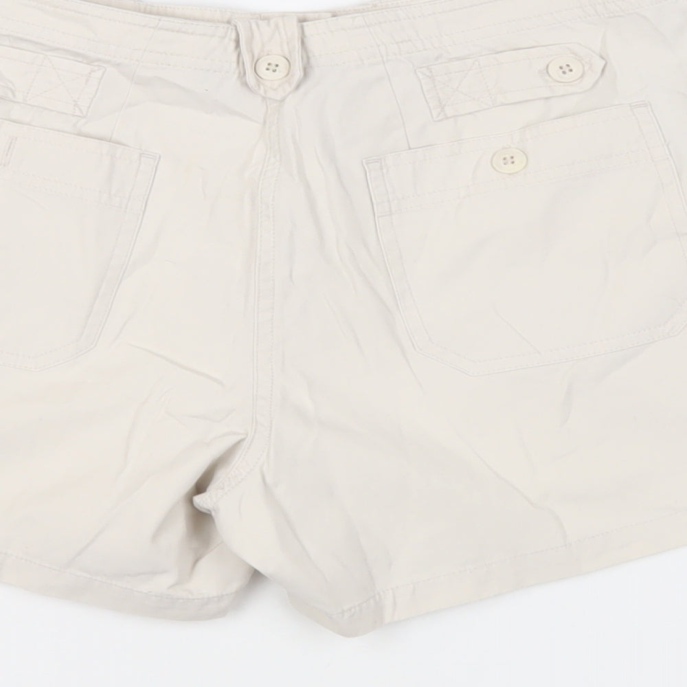 Dorothy Perkins Womens Beige Cotton Cargo Shorts Size 12 L4 in Regular Zip