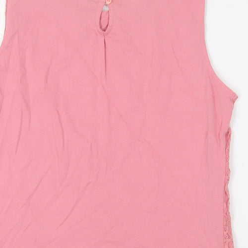 Dorothy Perkins Womens Pink Cotton Basic Tank Size 16 Boat Neck - Embelished Neckline
