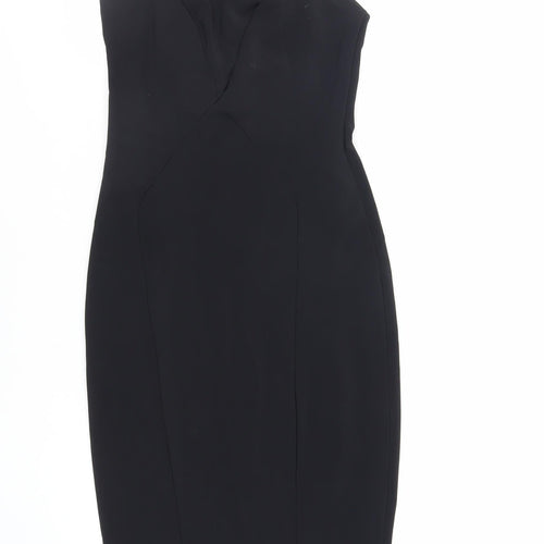 Zara Womens Black Polyester Pencil Dress Size S Halter Zip - Embellished Neckline