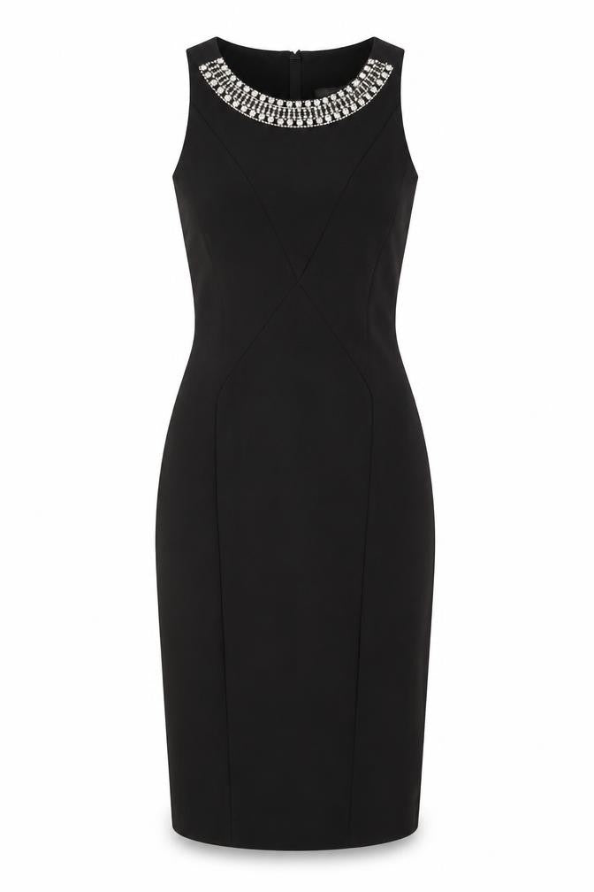 Zara Womens Black Polyester Pencil Dress Size S Halter Zip - Embellished Neckline