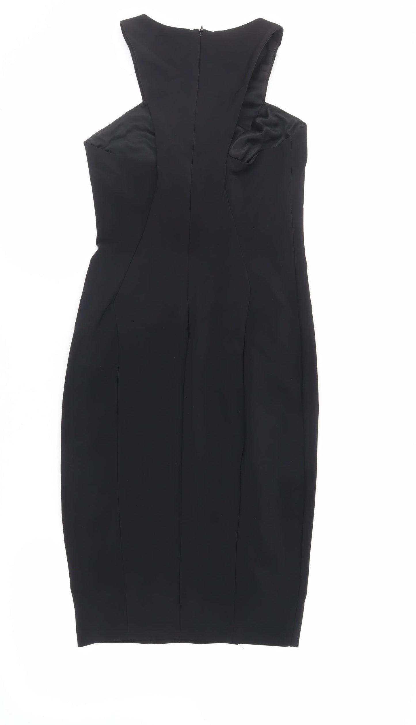 Zara Womens Black Polyester Pencil Dress Size S Halter Zip - Embellished Neckline