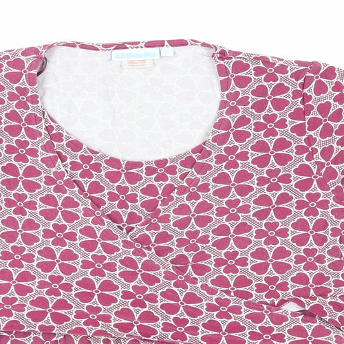 JoJo Maman Bébé Womens Purple Geometric Viscose Basic T-Shirt Size S Round Neck - Wrap Detail
