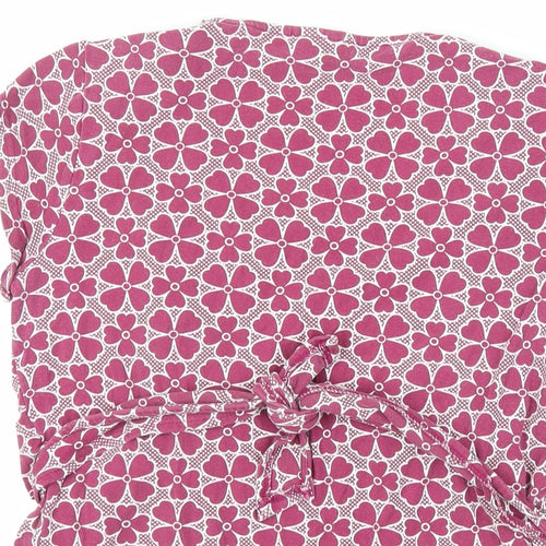JoJo Maman Bébé Womens Purple Geometric Viscose Basic T-Shirt Size S Round Neck - Wrap Detail