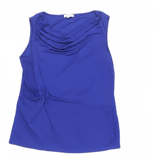 Kaliko Womens Blue Polyester Basic Blouse Size 16 Cowl Neck