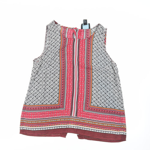 Cynthia Rowley Womens Multicoloured Geometric Polyester Basic Blouse Size M Round Neck