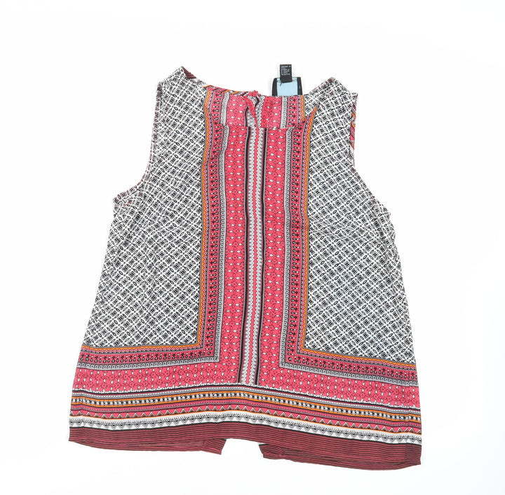 Cynthia Rowley Womens Multicoloured Geometric Polyester Basic Blouse Size M Round Neck