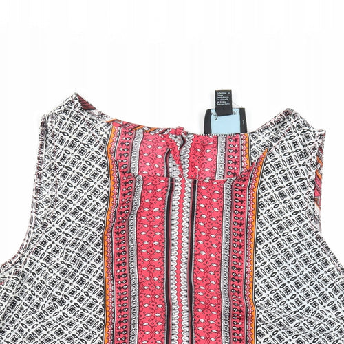 Cynthia Rowley Womens Multicoloured Geometric Polyester Basic Blouse Size M Round Neck