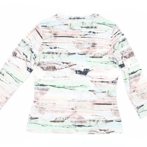 Artigiano Womens Multicoloured Geometric Viscose Basic T-Shirt Size 12 V-Neck