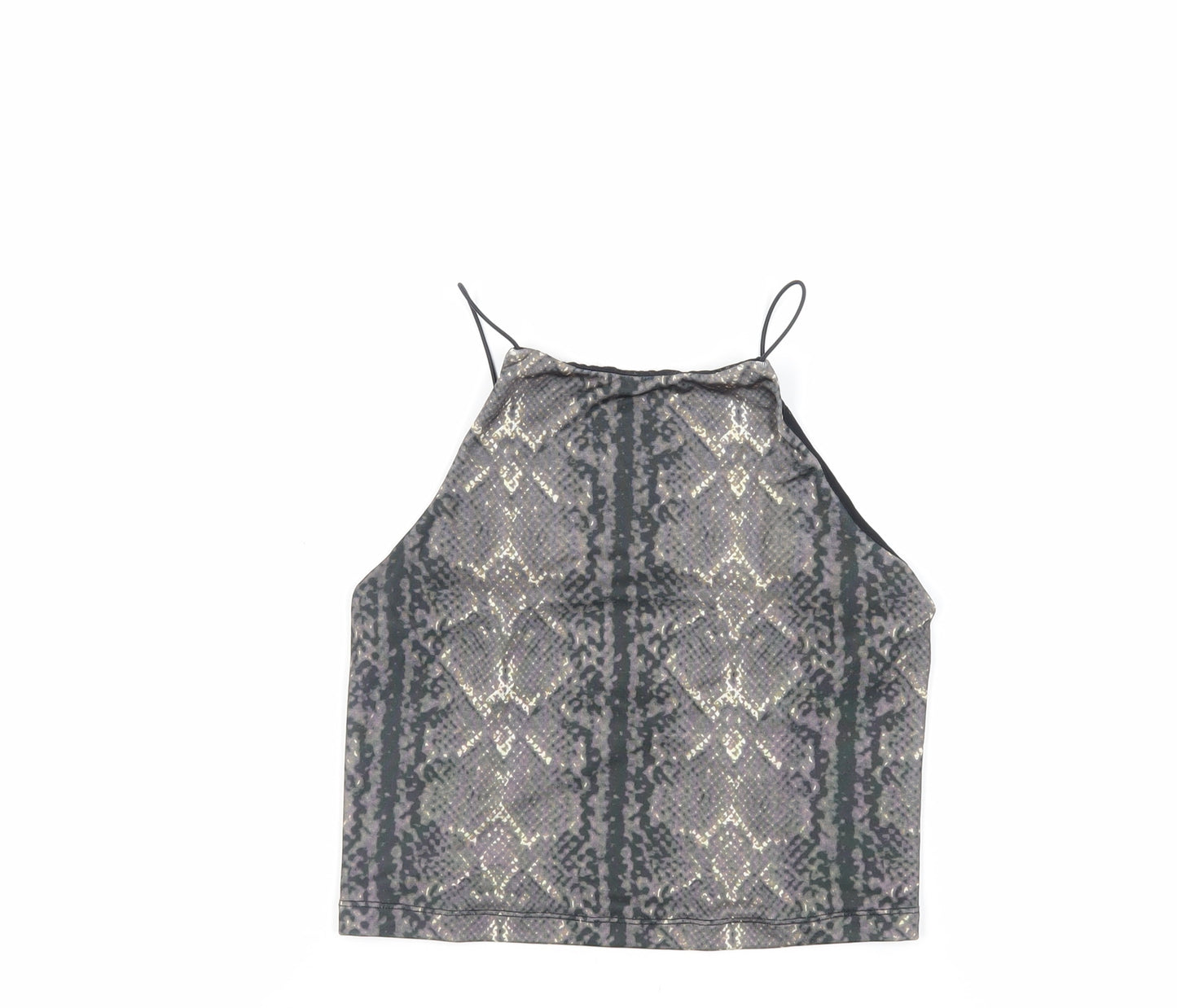 Urban Outfitters Womens Grey Animal Print Polyester Cropped Tank Size S Round Neck - Backless