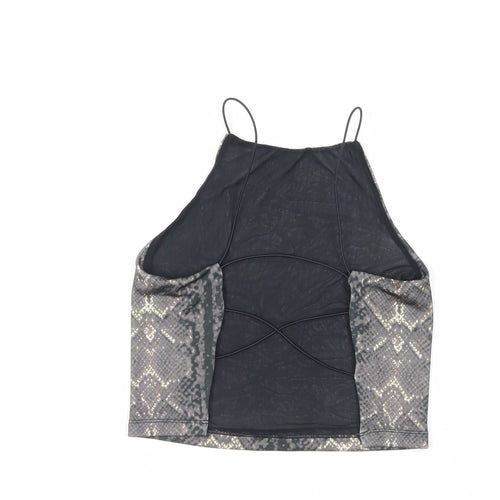 Urban Outfitters Womens Grey Animal Print Polyester Cropped Tank Size S Round Neck - Backless