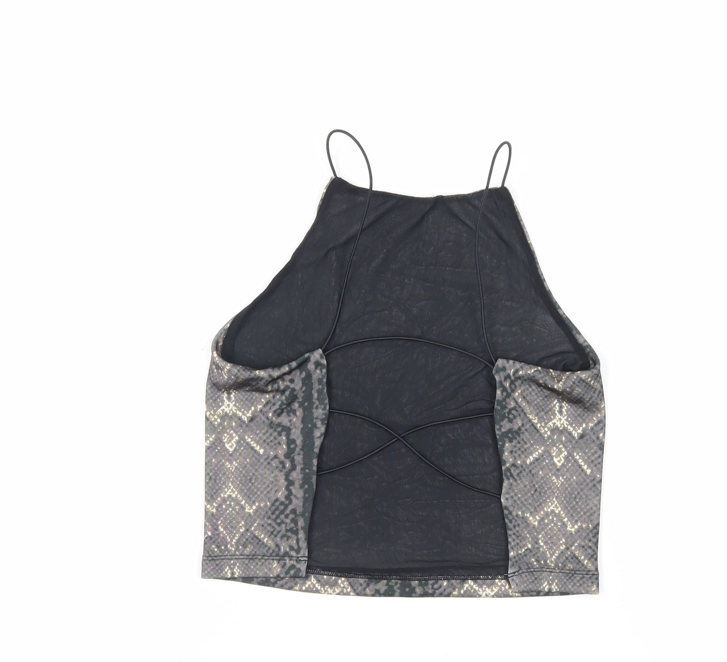 Urban Outfitters Womens Grey Animal Print Polyester Cropped Tank Size S Round Neck - Backless