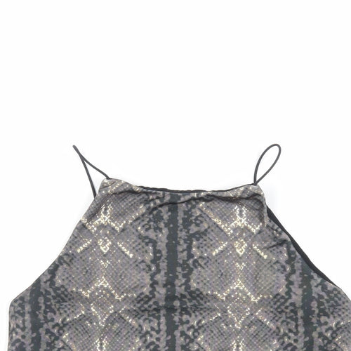 Urban Outfitters Womens Grey Animal Print Polyester Cropped Tank Size S Round Neck - Backless