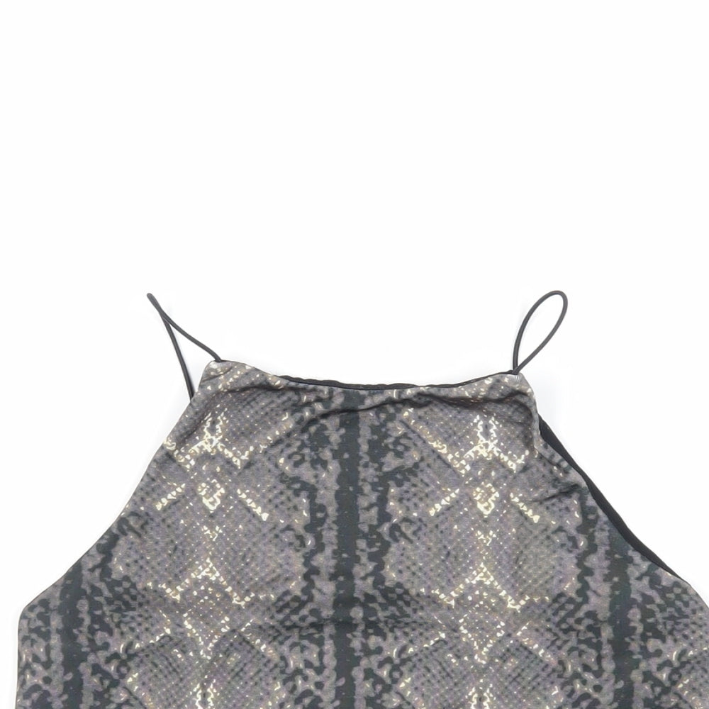 Urban Outfitters Womens Grey Animal Print Polyester Cropped Tank Size S Round Neck - Backless