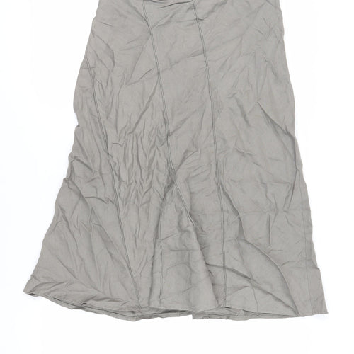 Per Una Womens Green Linen A-Line Skirt Size 12 Zip