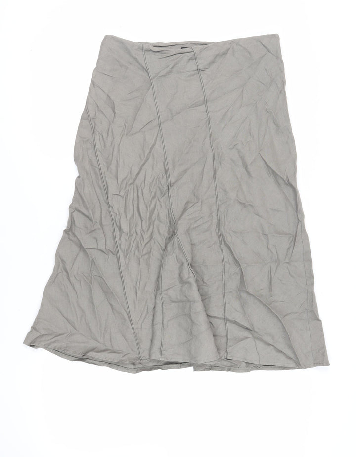 Per Una Womens Green Linen A-Line Skirt Size 12 Zip