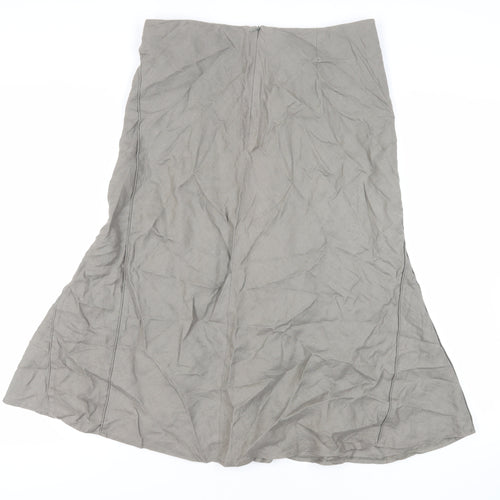 Per Una Womens Green Linen A-Line Skirt Size 12 Zip