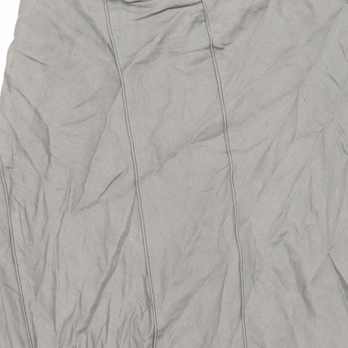 Per Una Womens Green Linen A-Line Skirt Size 12 Zip
