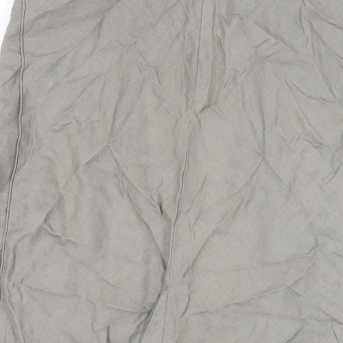 Per Una Womens Green Linen A-Line Skirt Size 12 Zip