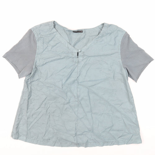 OSKA Womens Green Modal Basic Blouse Size M V-Neck