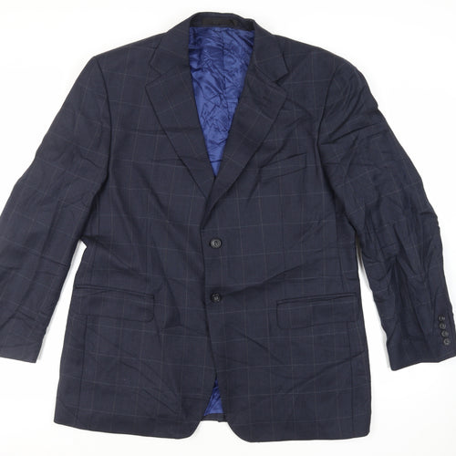 Marks and Spencer Mens Blue Check Wool Jacket Suit Jacket Size 44 Regular