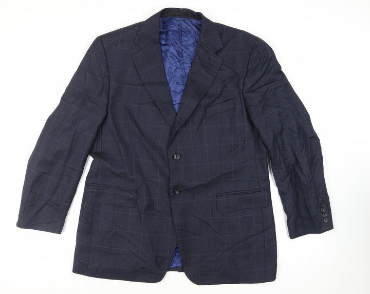 Marks and Spencer Mens Blue Check Wool Jacket Suit Jacket Size 44 Regular