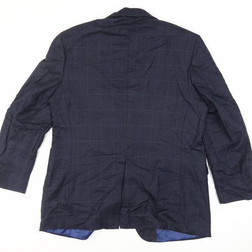 Marks and Spencer Mens Blue Check Wool Jacket Suit Jacket Size 44 Regular