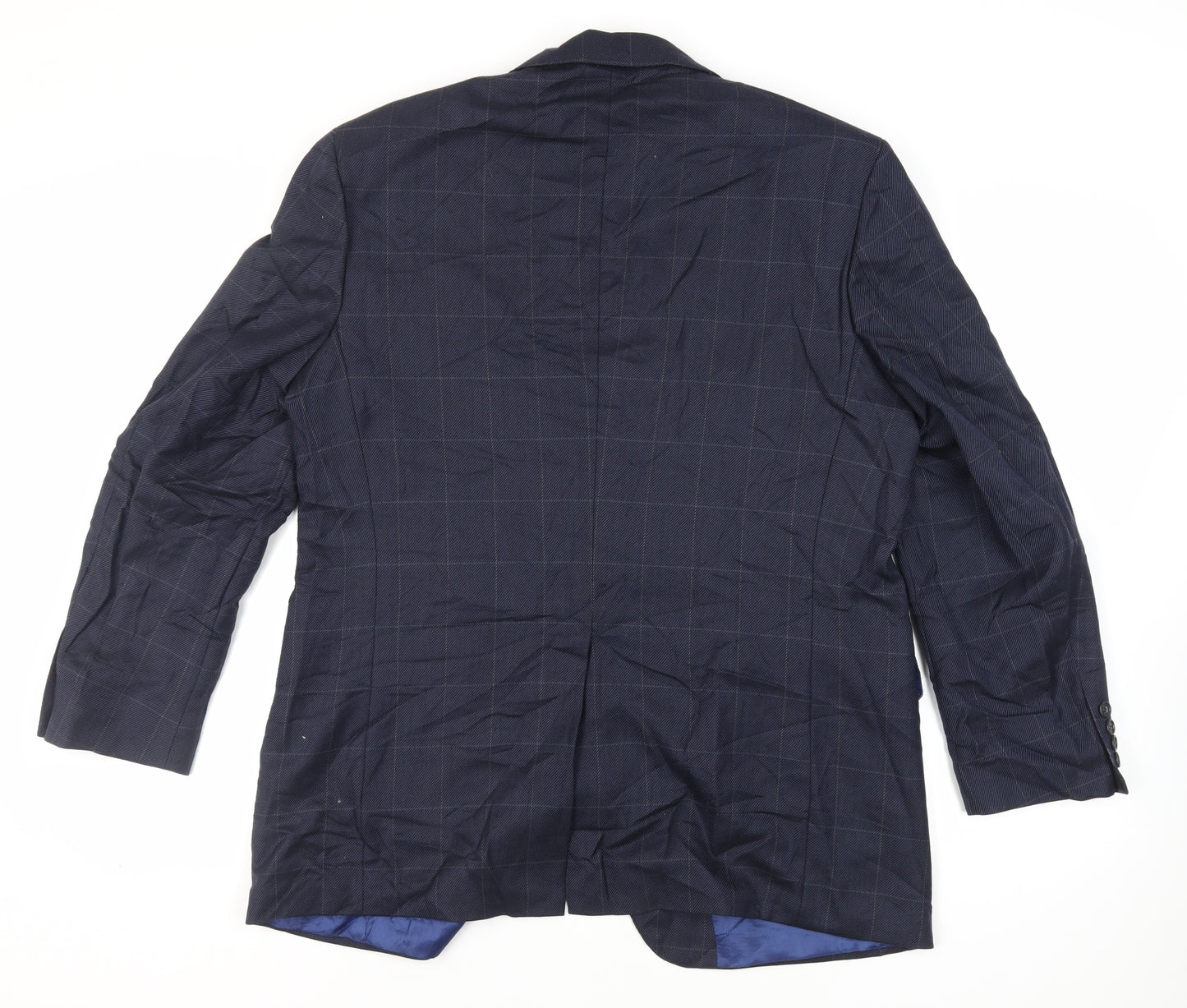 Marks and Spencer Mens Blue Check Wool Jacket Suit Jacket Size 44 Regular
