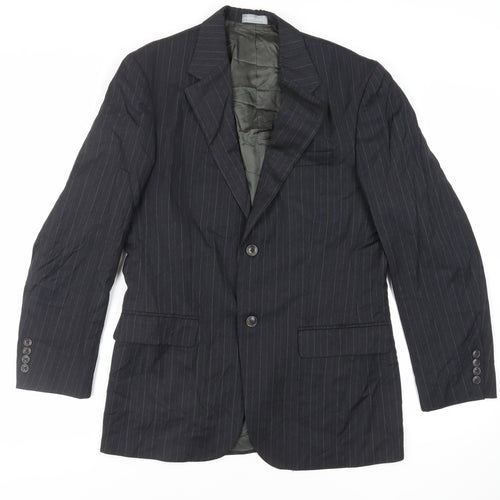 Geoffrey Beene Mens Grey Striped Wool Jacket Suit Jacket Size 38 Regular
