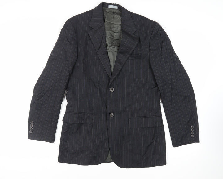 Geoffrey Beene Mens Grey Striped Wool Jacket Suit Jacket Size 38 Regular