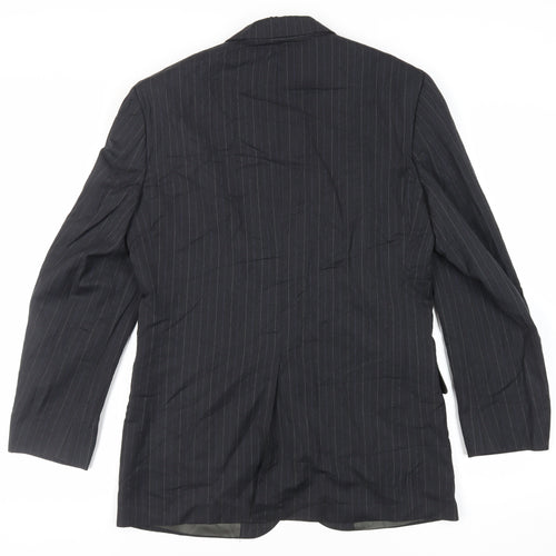 Geoffrey Beene Mens Grey Striped Wool Jacket Suit Jacket Size 38 Regular