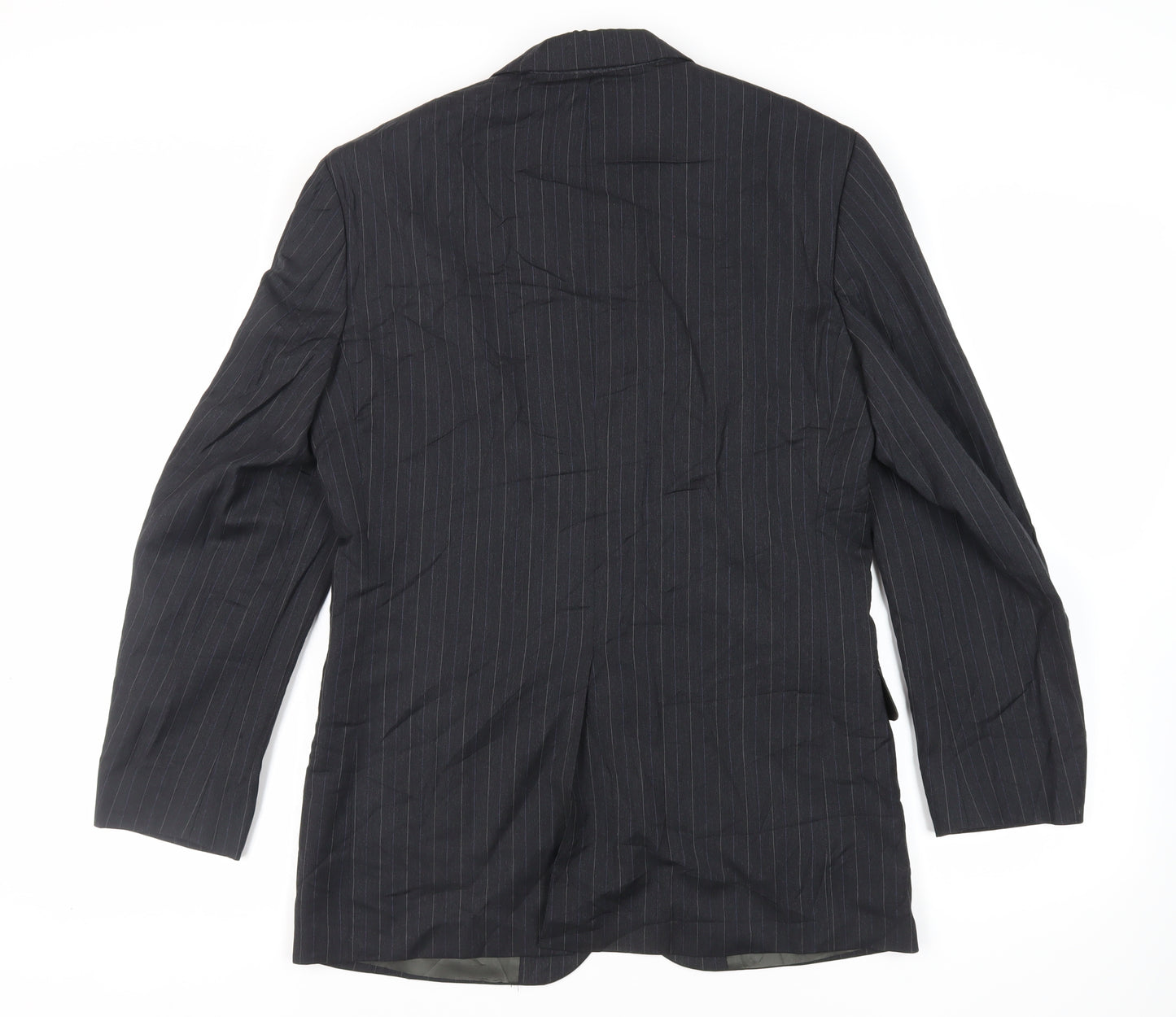Geoffrey Beene Mens Grey Striped Wool Jacket Suit Jacket Size 38 Regular