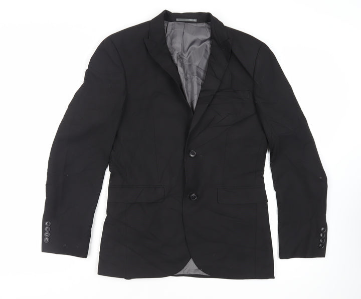 NEXT Mens Black Polyester Jacket Suit Jacket Size 36 Regular