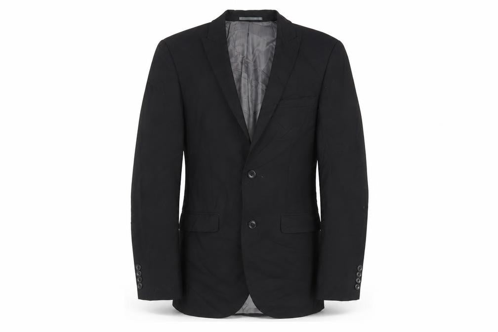 Front view of Next men’s black polyester jacket suit jacket, size 36, regular