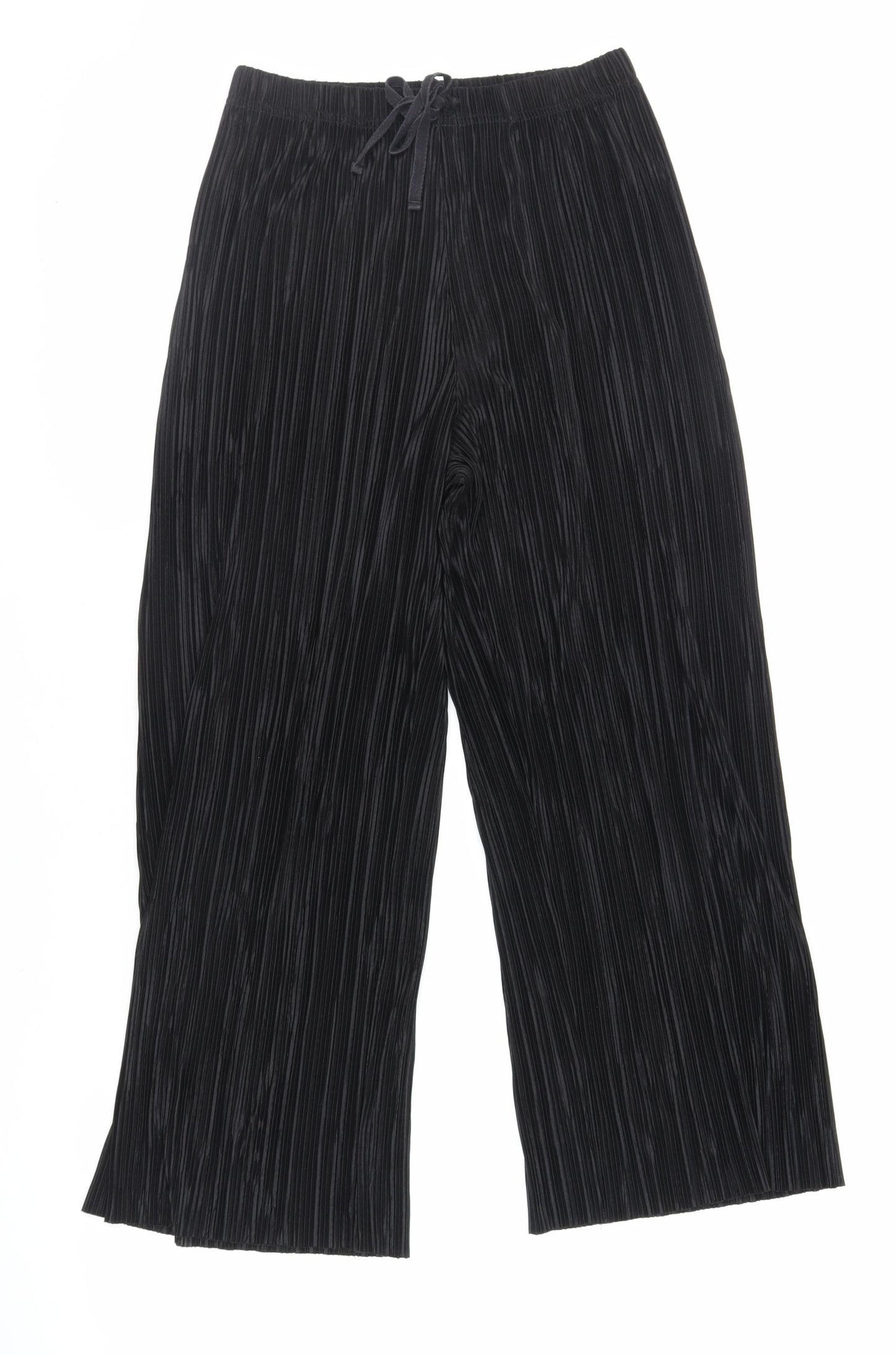 Light Before Dark Womens Black Polyester Trousers Size XS L26 in Regular Drawstring - Plissé