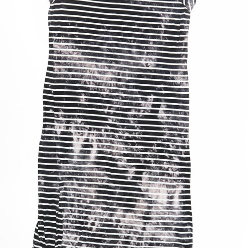 French Connection Womens Black Striped Viscose T-Shirt Dress Size 14 Crew Neck Pullover
