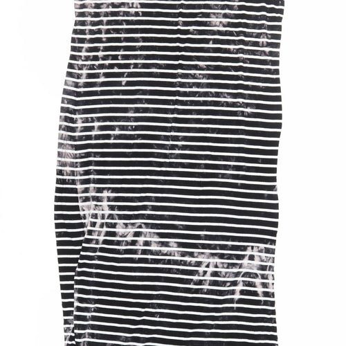 French Connection Womens Black Striped Viscose T-Shirt Dress Size 14 Crew Neck Pullover