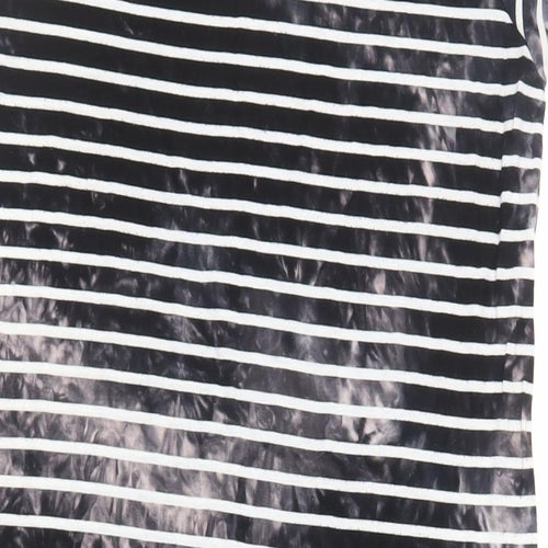 French Connection Womens Black Striped Viscose T-Shirt Dress Size 14 Crew Neck Pullover