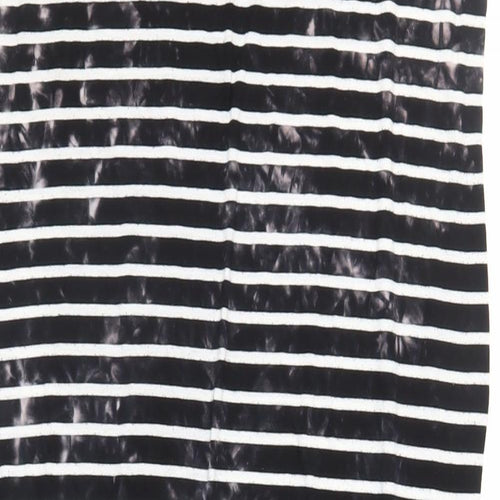 French Connection Womens Black Striped Viscose T-Shirt Dress Size 14 Crew Neck Pullover
