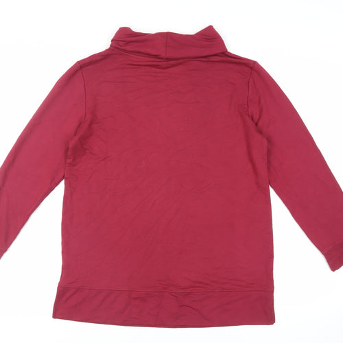 Cotton Traders Womens Red Viscose Basic Blouse Size 12 Roll Neck