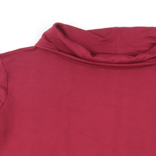 Cotton Traders Womens Red Viscose Basic Blouse Size 12 Roll Neck