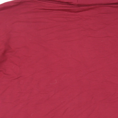 Cotton Traders Womens Red Viscose Basic Blouse Size 12 Roll Neck