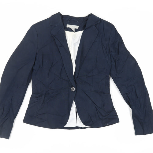 H&M Womens Blue Jacket Blazer Size 8 Button