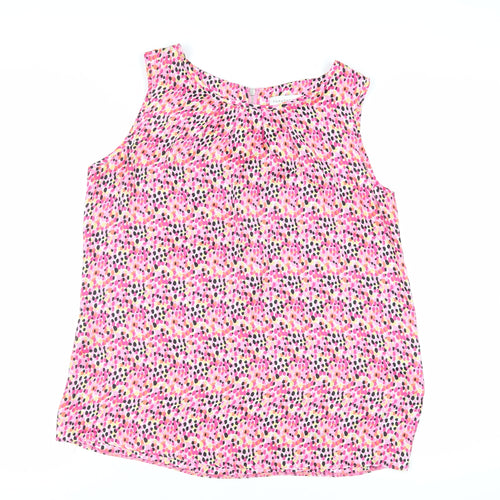 Paraphrase Womens Pink Geometric Polyester Basic Tank Size L Boat Neck