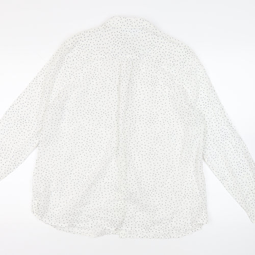 White Label Womens White Geometric Cotton Basic Button-Up Size 14 Collared