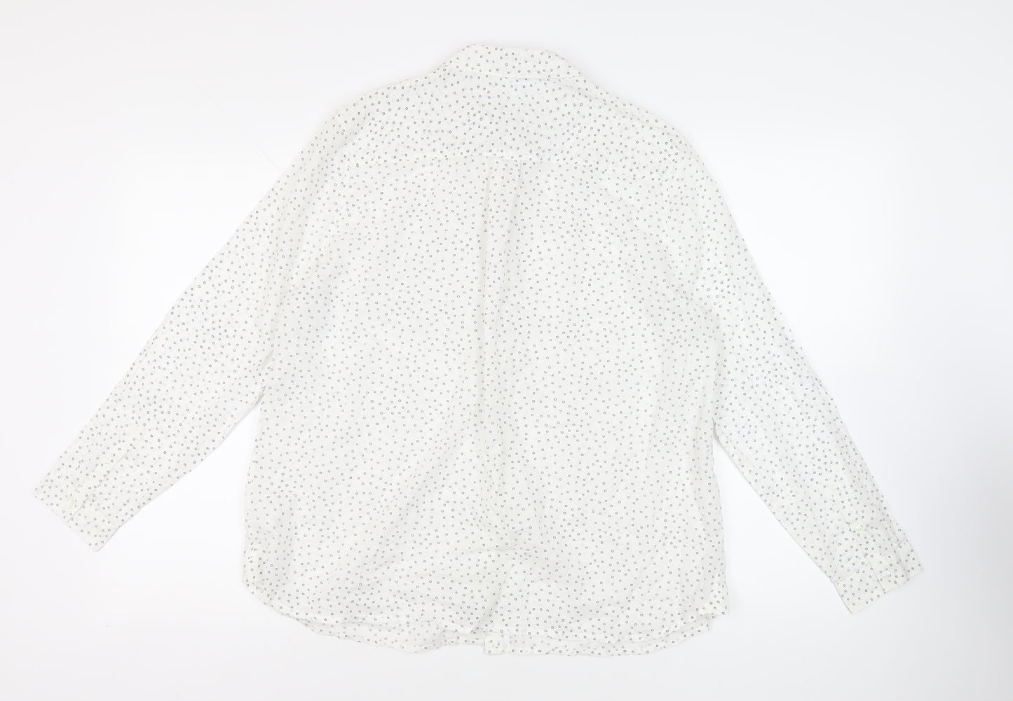 White Label Womens White Geometric Cotton Basic Button-Up Size 14 Collared